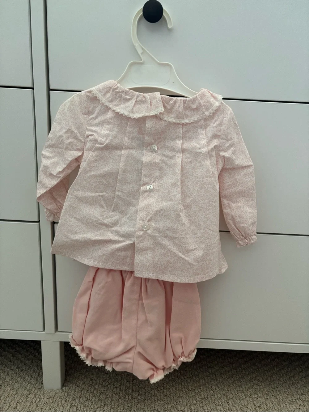 Baby Girl Pink Two-Piece Set with Peter Pan Collar